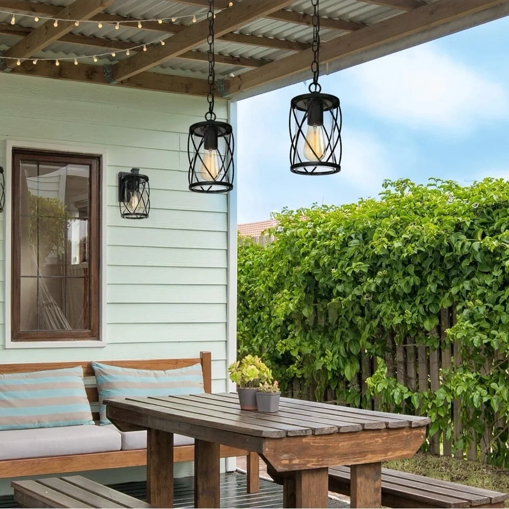 New Black Metal Cage Pendant Light - Modern Industrial Hanging Lantern